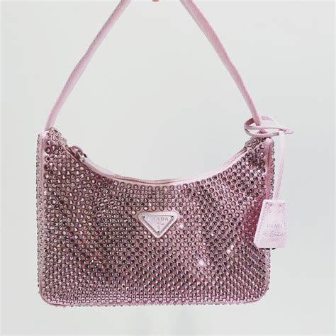 prada sparkly bag white|Prada pink rhinestone bag.